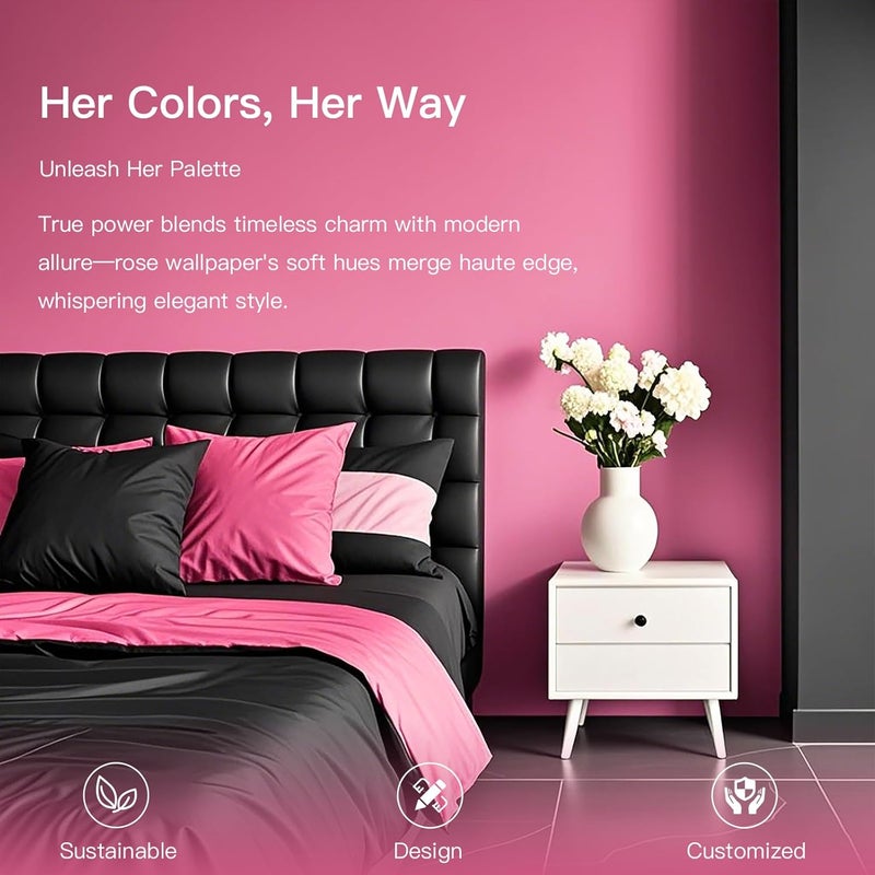 Ismoon 17.7inx118in Pink Wallpaper Peel and Stick Wallpaper Pink Contact Paper Waterproof Removable Self-Adhesive Renter Friendly Bathroom for Cabinets Decor Vinyl - Image 4